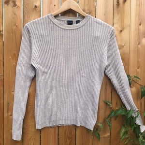 GAP: beige knit stretch long sleeve shirt